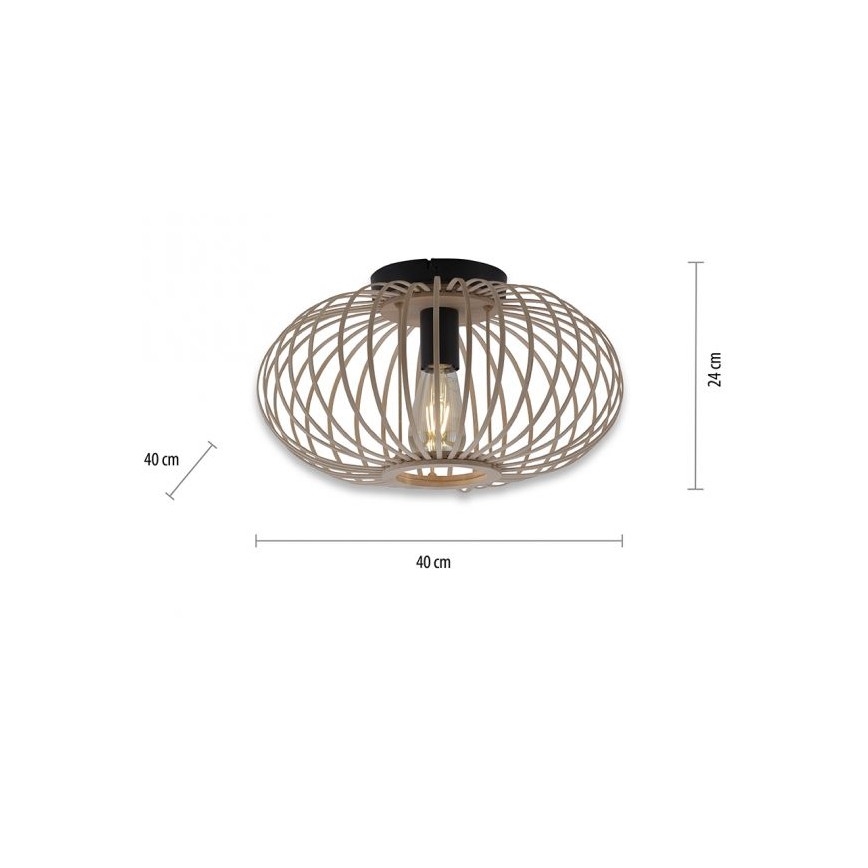 Leuchten Direkt 11410-79 - Kiinteä kattokruunu RACOON 1xE27/40W/230V halkaisija 40 cm bambu