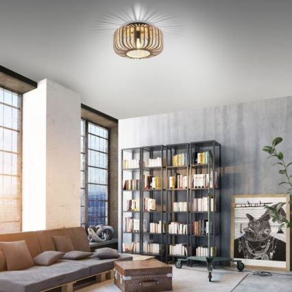 Leuchten Direkt 11412-79 - Kiinteä kattokruunu RACOON 1xE27/40W/230V halkaisija 40 cm bambu