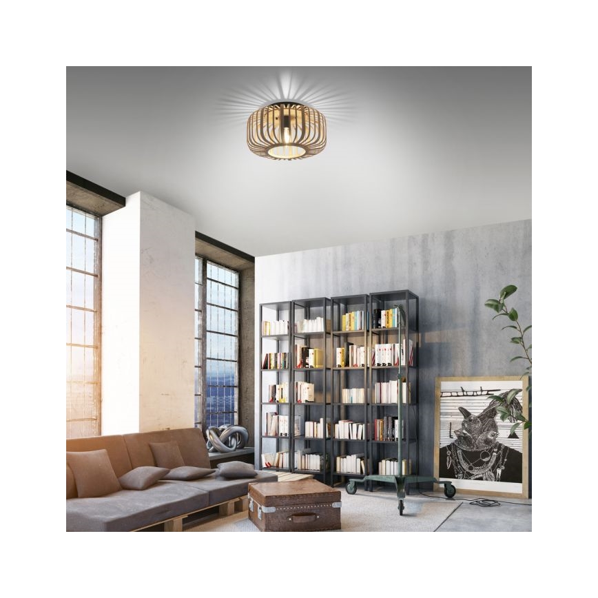 Leuchten Direkt 11412-79 - Kiinteä kattokruunu RACOON 1xE27/40W/230V halkaisija 40 cm bambu