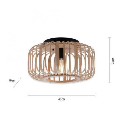 Leuchten Direkt 11412-79 - Kiinteä kattokruunu RACOON 1xE27/40W/230V halkaisija 40 cm bambu
