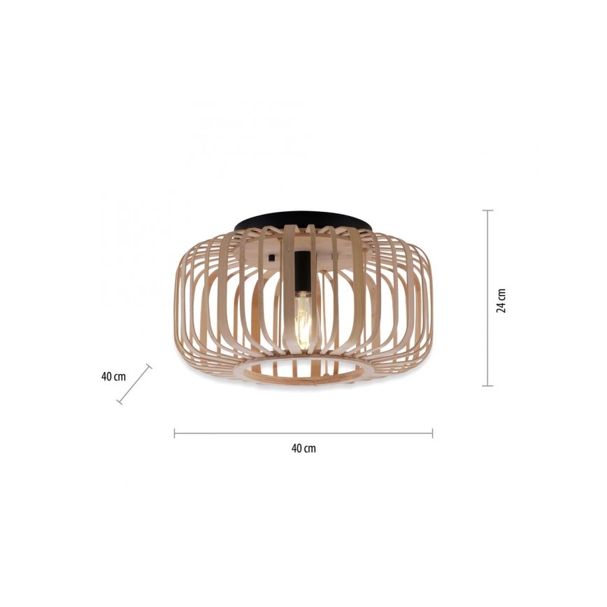 Leuchten Direkt 11412-79 - Kiinteä kattokruunu RACOON 1xE27/40W/230V halkaisija 40 cm bambu