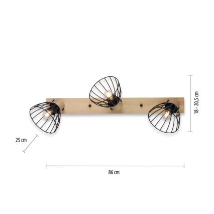 Leuchten Direkt 11418-18 - Kohdevalo LAMI 3xE27/25W/230V akaasia/metalli