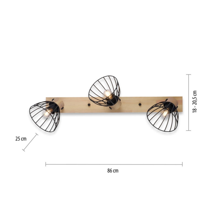 Leuchten Direkt 11418-18 - Kohdevalo LAMI 3xE27/25W/230V akaasia/metalli