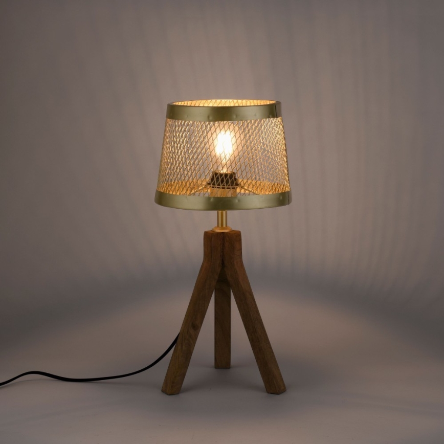 Leuchten Direkt 11423-60 - Pöytävalaisin FREDERIK 1xE27/60W/230V mangopuu