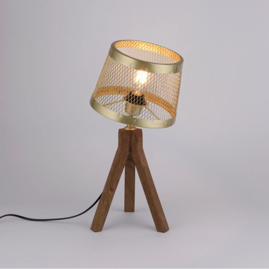 Leuchten Direkt 11423-60 - Pöytävalaisin FREDERIK 1xE27/60W/230V mangopuu