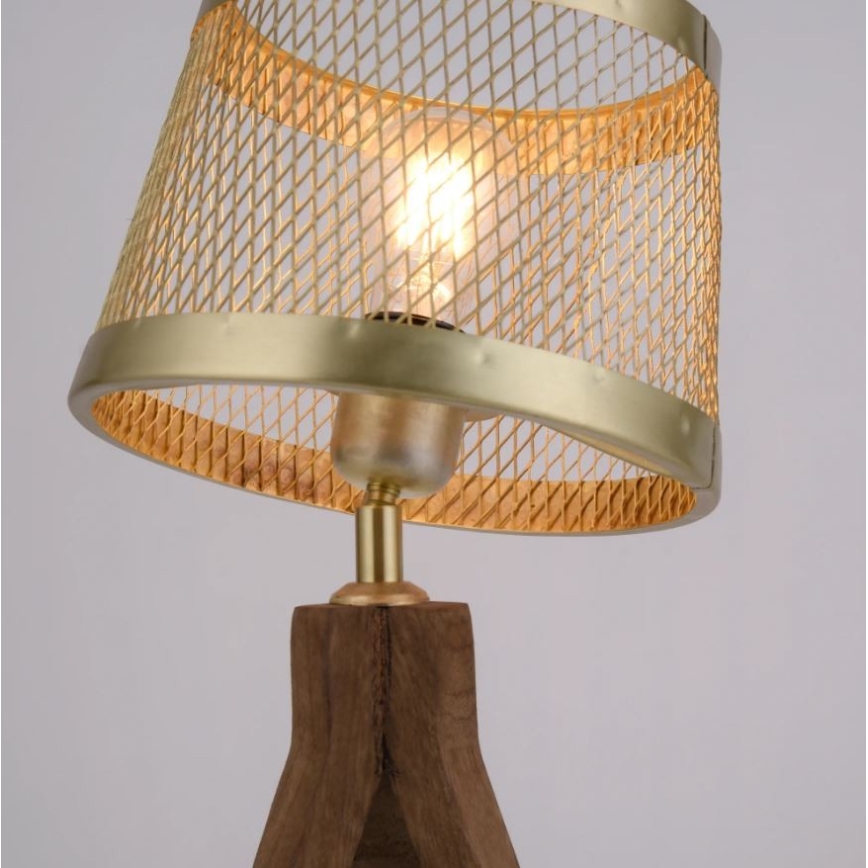 Leuchten Direkt 11423-60 - Pöytävalaisin FREDERIK 1xE27/60W/230V mangopuu