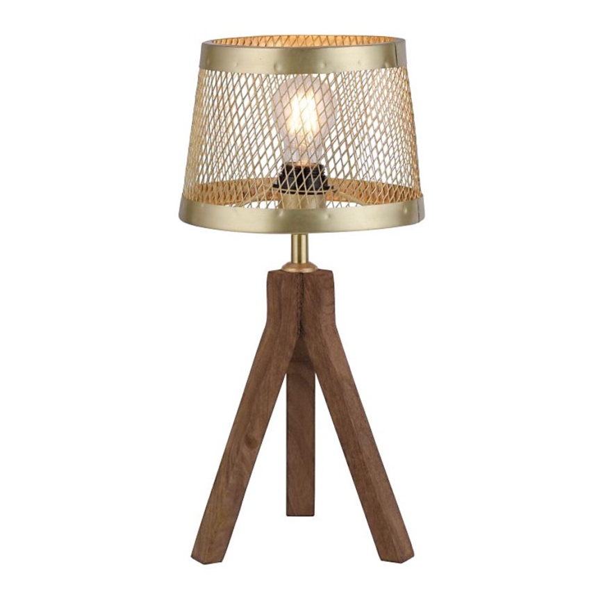 Leuchten Direkt 11423-60 - Pöytävalaisin FREDERIK 1xE27/60W/230V mangopuu