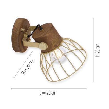 Leuchten Direkt 11486-60 - Seinäkohdevalo ALAMI 1xE27/25W/230V mangopuu