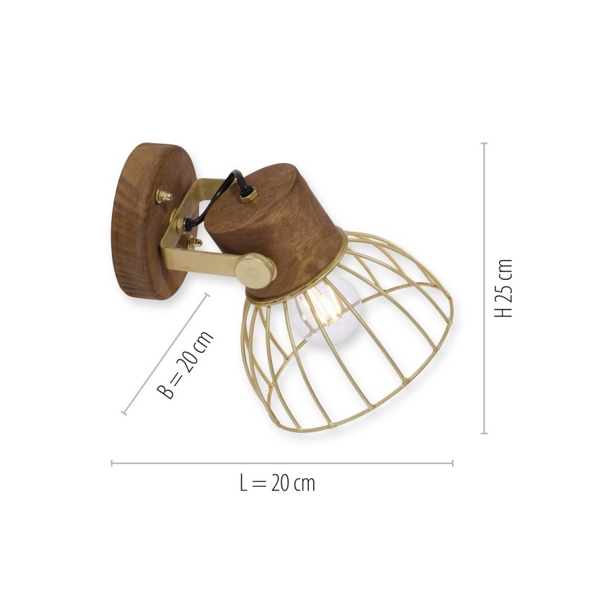 Leuchten Direkt 11486-60 - Seinäkohdevalo ALAMI 1xE27/25W/230V mangopuu