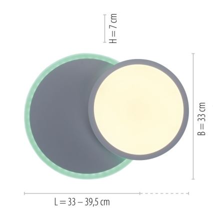 Leuchten Direkt 11662-16 - Himmennettävä LED-RGB-kattovalaisin ARENDA LED/21W/230V + kauko-ohjaus