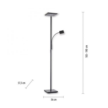Leuchten Direkt 11710-18 - LED Himmennettävä lattialamppu HANS LED/21,5W/230V + LED/4W