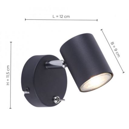 Leuchten Direkt 11941-13 - LED-seinäkohdevalo TARIK 1xGU10/5W/230V musta
