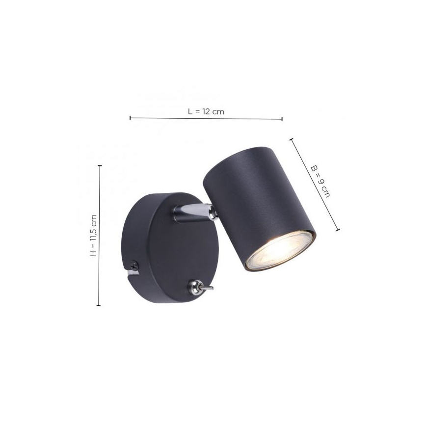 Leuchten Direkt 11941-13 - LED-seinäkohdevalo TARIK 1xGU10/5W/230V musta