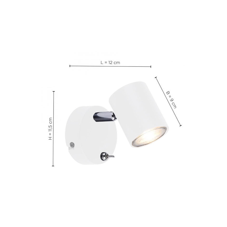 Leuchten Direkt 11941-16 - LED-seinäkohdevalo TARIK 1xGU10/5W/230V valkoinen
