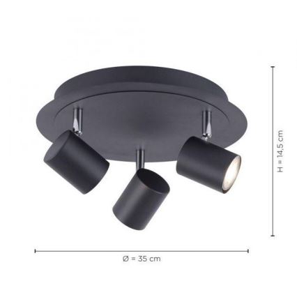 Leuchten Direkt 11943-13 - LED-kohdevalo ARIK 3xGU10/5W/230V antrasiitti