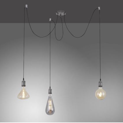 Leuchten Direkt 13571-18 - Kattokruunu johdossa DIY 3xE27/60W/230V hämähäkki musta