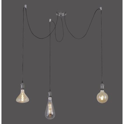 Leuchten Direkt 13571-18 - Kattokruunu johdossa DIY 3xE27/60W/230V hämähäkki musta