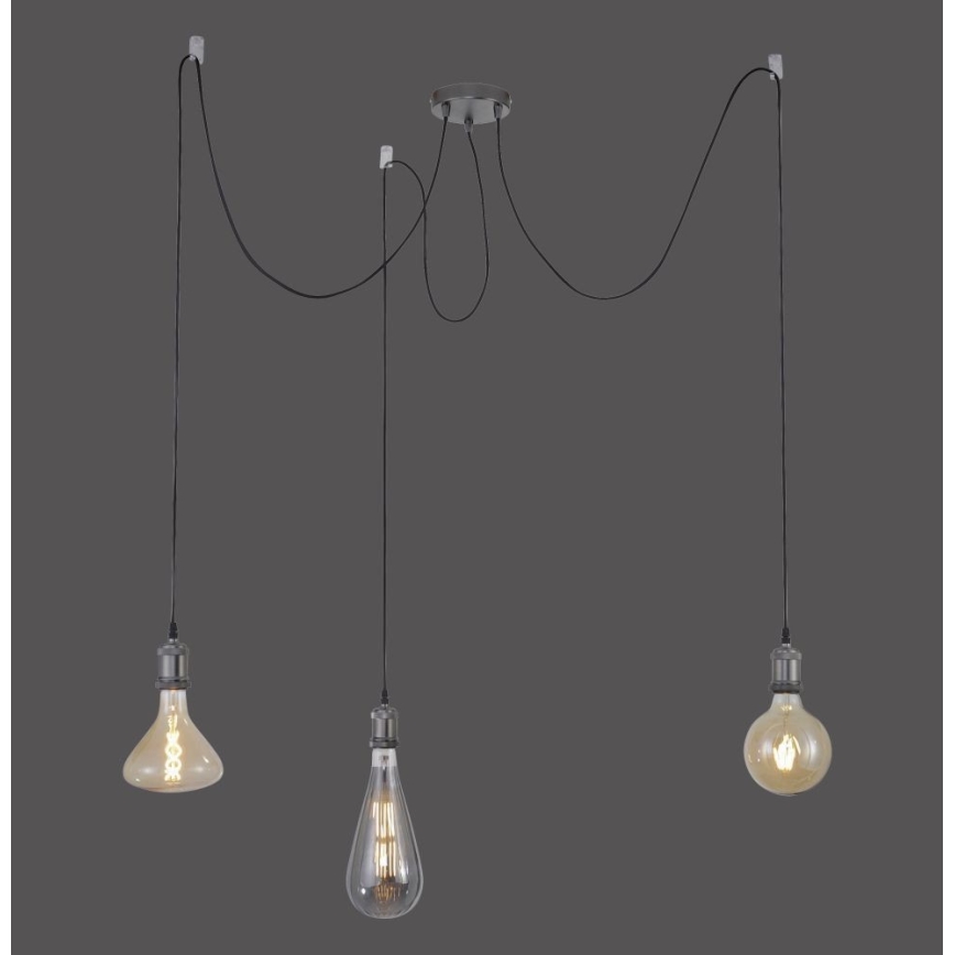 Leuchten Direkt 13571-18 - Kattokruunu johdossa DIY 3xE27/60W/230V hämähäkki musta