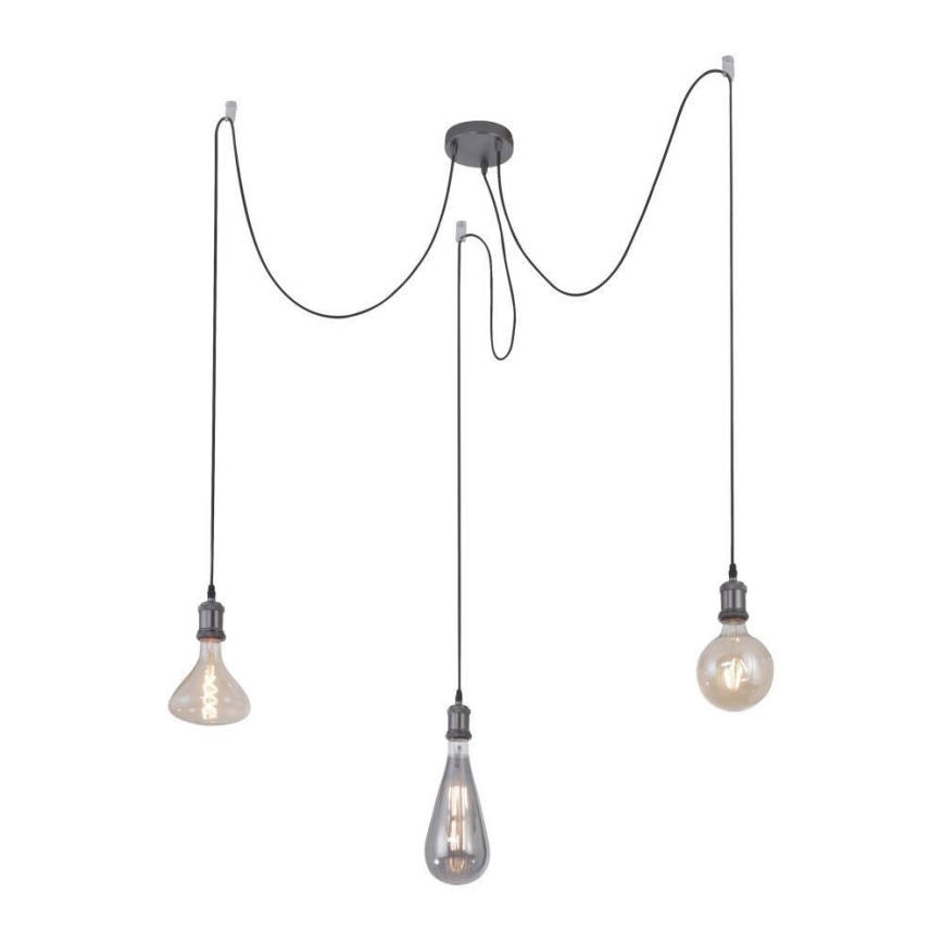 Leuchten Direkt 13571-18 - Kattokruunu johdossa DIY 3xE27/60W/230V hämähäkki musta