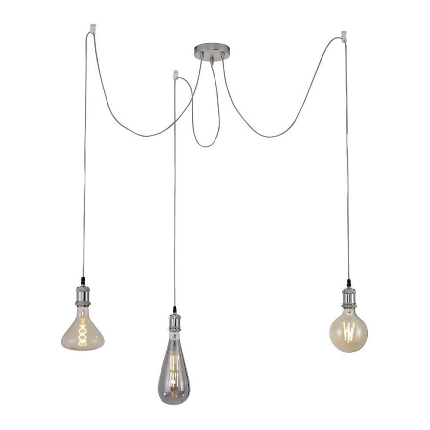 Leuchten Direkt 13571-55 - Kattokruunu johdossa DIY 3xE27/60W/230V hämähäkki mattakromi