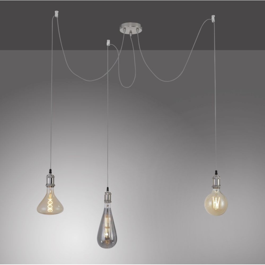 Leuchten Direkt 13571-55 - Kattokruunu johdossa DIY 3xE27/60W/230V hämähäkki mattakromi