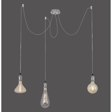 Leuchten Direkt 13571-55 - Kattokruunu johdossa DIY 3xE27/60W/230V hämähäkki mattakromi