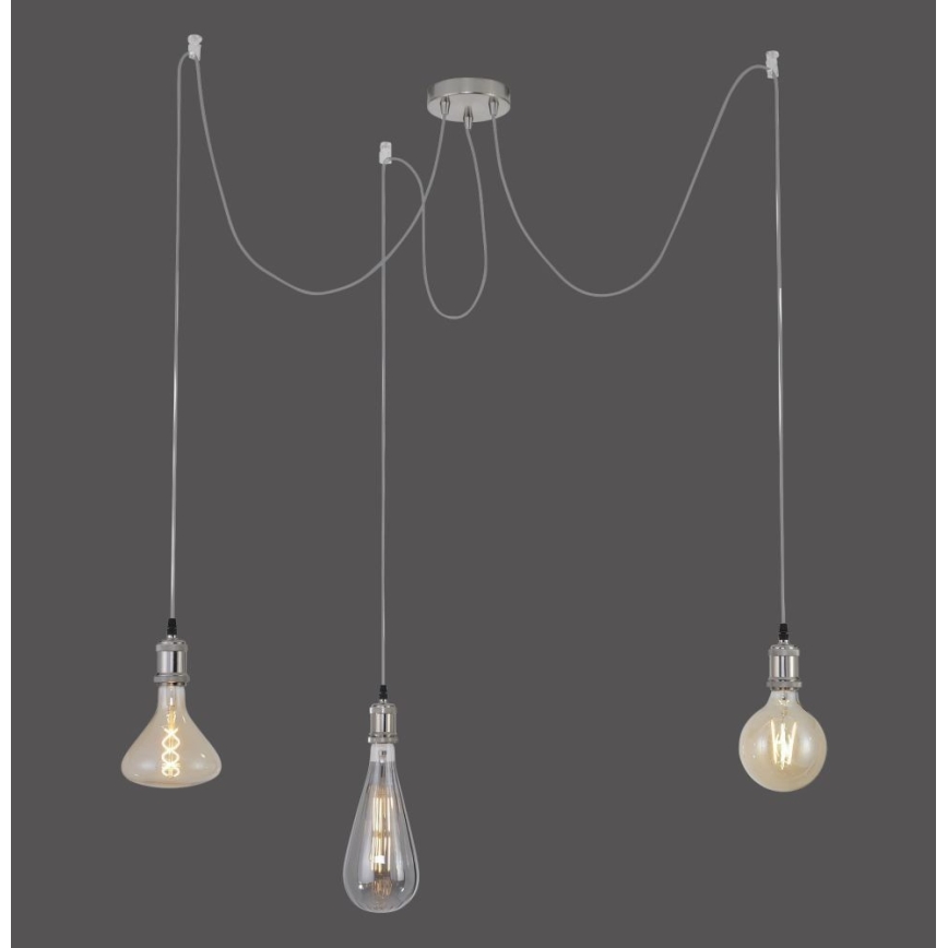 Leuchten Direkt 13571-55 - Kattokruunu johdossa DIY 3xE27/60W/230V hämähäkki mattakromi