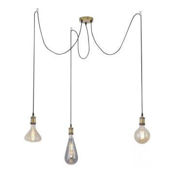 Leuchten Direkt 13571-60 - Kattokruunu johdossa DIY 3xE27/60W/230V hämähäkki messinki