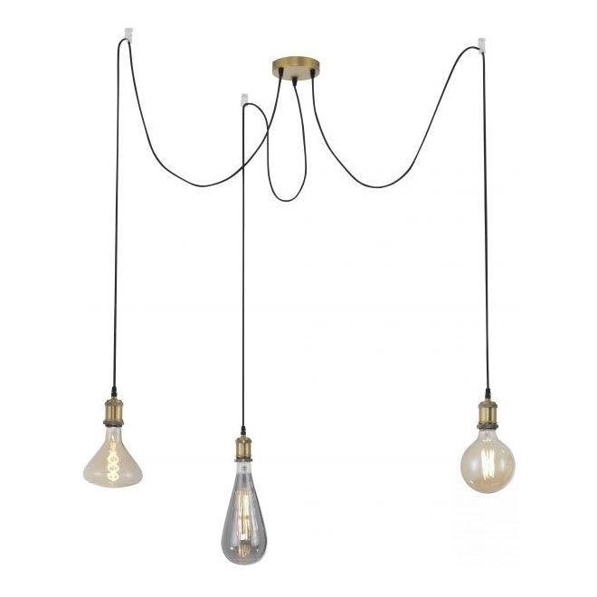 Leuchten Direkt 13571-60 - Kattokruunu johdossa DIY 3xE27/60W/230V hämähäkki messinki