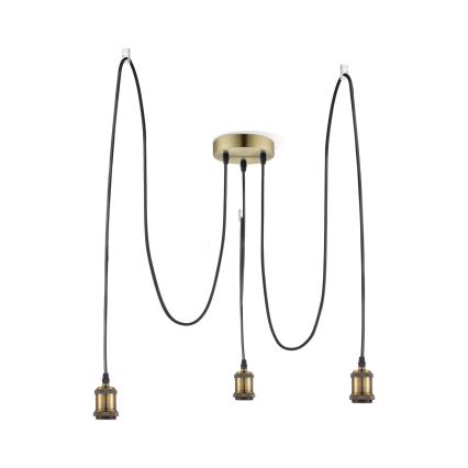 Leuchten Direkt 13571-60 - Kattokruunu johdossa DIY 3xE27/60W/230V hämähäkki messinki