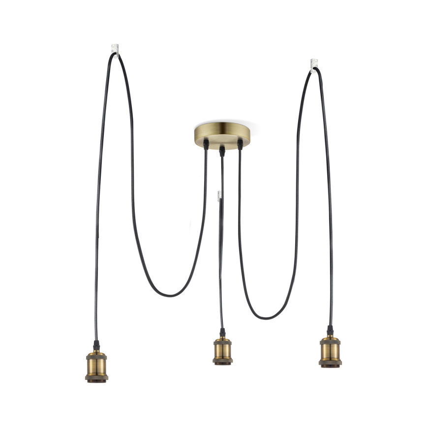Leuchten Direkt 13571-60 - Kattokruunu johdossa DIY 3xE27/60W/230V hämähäkki messinki