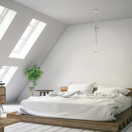 Leuchten Direkt 13572-16 - Kattokruunu johdossa DIY 1xE27/10W/230V valkoinen