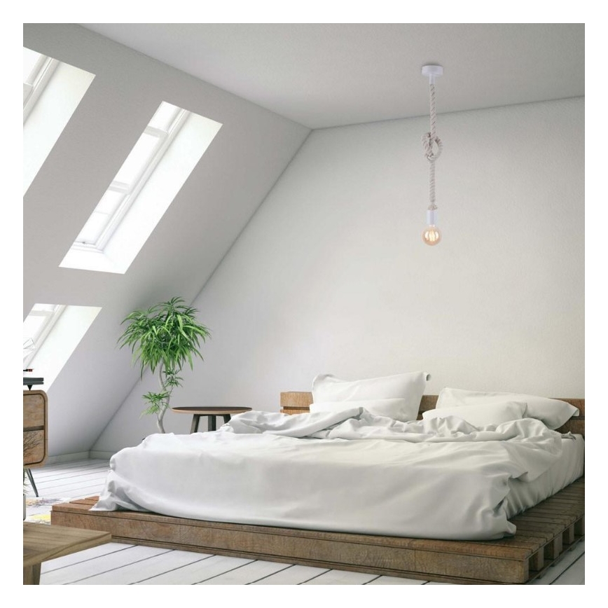 Leuchten Direkt 13572-16 - Kattokruunu johdossa DIY 1xE27/10W/230V valkoinen