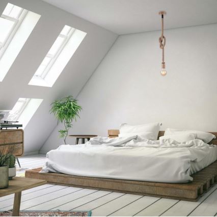 Leuchten Direkt 13572-79 - Kattokruunu johdossa DIY 1xE27/10W/230V ruskea