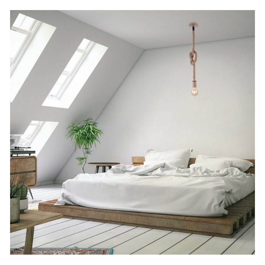 Leuchten Direkt 13572-79 - Kattokruunu johdossa DIY 1xE27/10W/230V ruskea