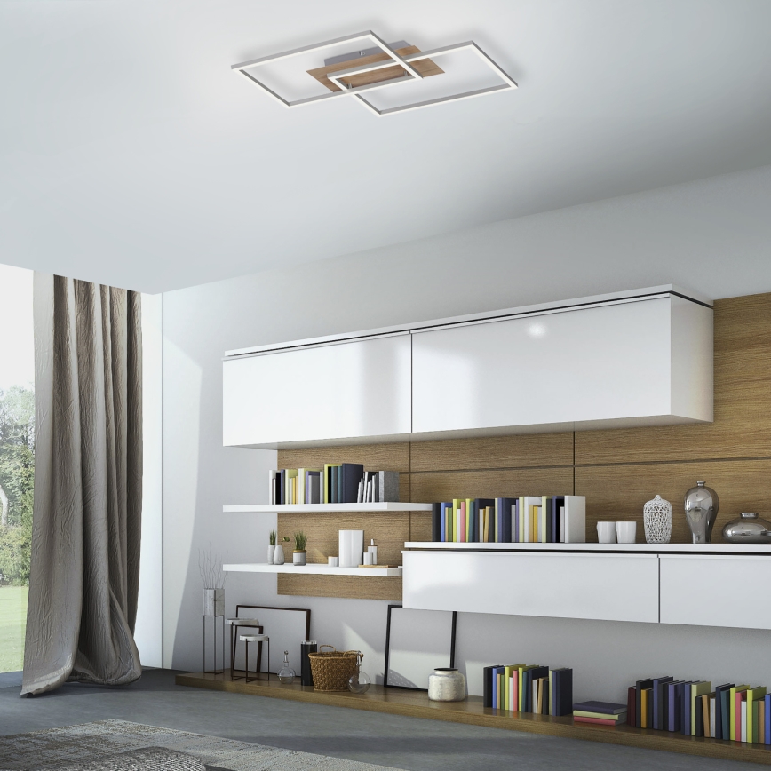 Leuchten Direkt 14018-78 - Himmennettävä LED-kattovalaisin IVEN 2xLED/15W/230V tammi + kauko-ohjaus