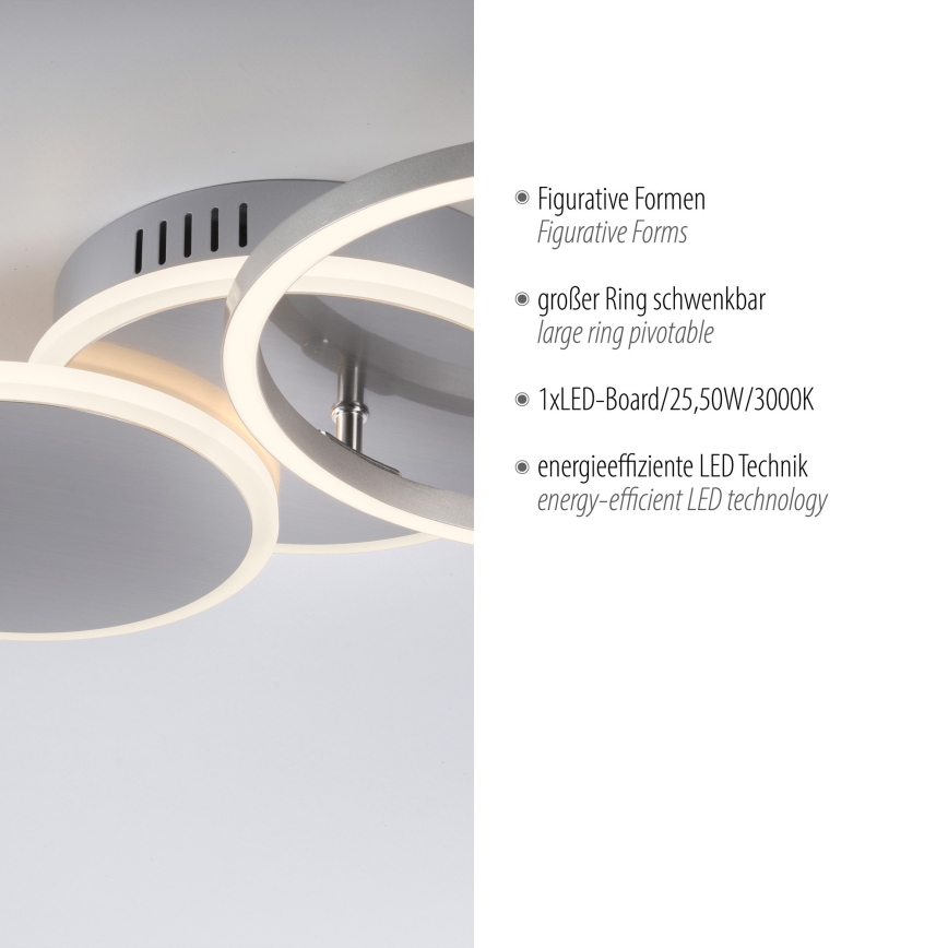 Leuchten Direkt 14116-55 - LED-kattovalaisin SEVENT LED/25,5W/230V mattakromi