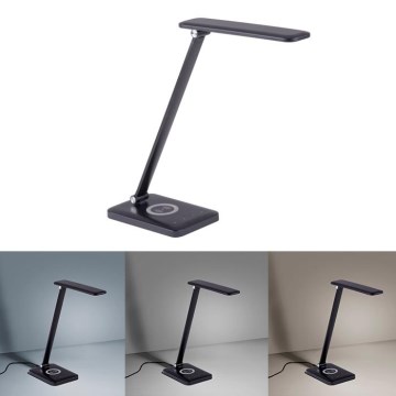 Leuchten Direkt 14415-16 - LED Himmennettävä kosketuspöytävalaisin langattomalla latauksella FLORENTINA LED/5W/230V 3000-5000K musta + USB