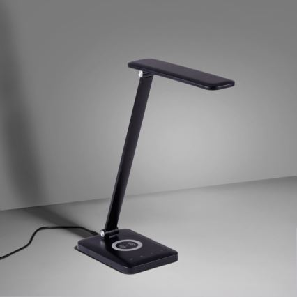 Leuchten Direkt 14415-16 - LED Himmennettävä kosketuspöytävalaisin langattomalla latauksella FLORENTINA LED/5W/230V 3000-5000K musta + USB