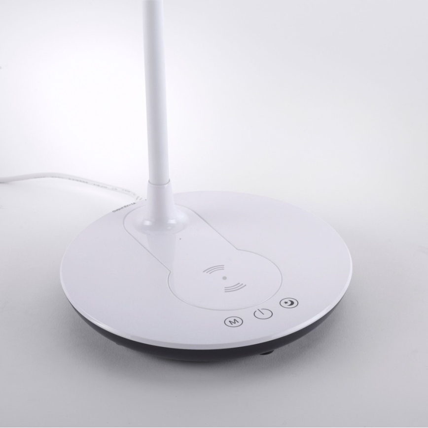 Leuchten Direkt 14416-18-LED Kosketushimmennettävä pöytävalaisin langattomalla latauksella ASTRID LED/5W/230V 3000/4000/5500K + USB