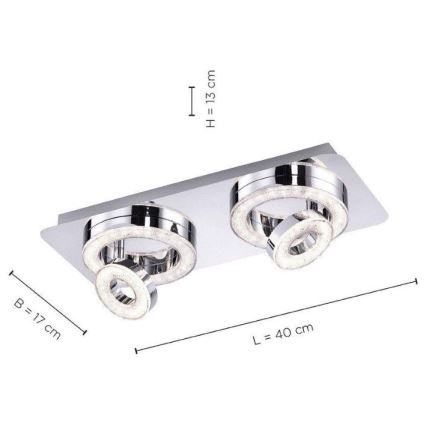 Leuchten Direkt 14521-17 - LED-kattovalo TIM 2xLED/2,8W/230V + 2xLED/3,1W
