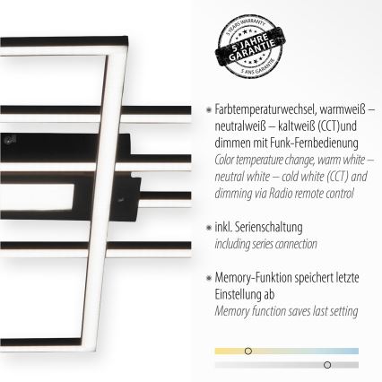 Leuchten Direkt 14693-18-LED Himmennettävä kattovalo ASMIN LED/48W/230V + kaukosäädin