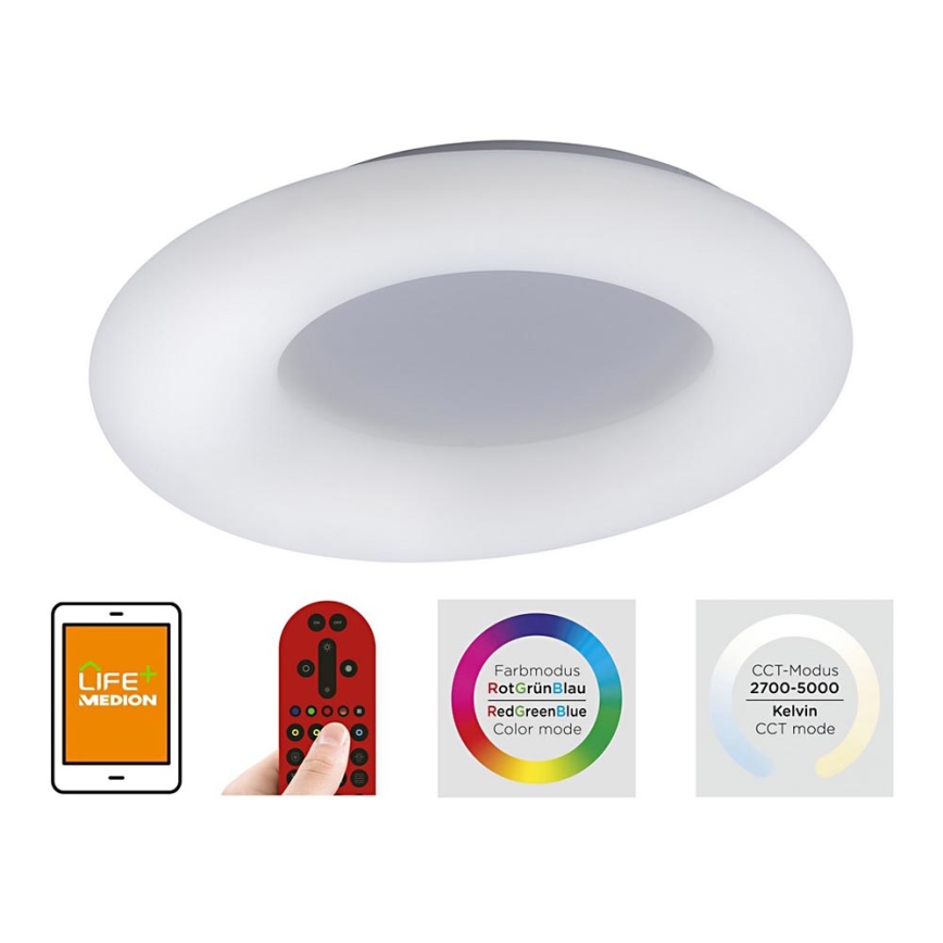 Leuchten Direkt 14746-16 - Himmennettävä LED-RGB-kattovalaisin LOLA LED/38W/230V Tuya + kauko-ohjaus