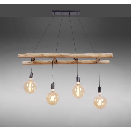 Leuchten Direkt 15025-18 - Kattokruunu johdossa EDGAR 4xE27/60W/230V eukalyptus