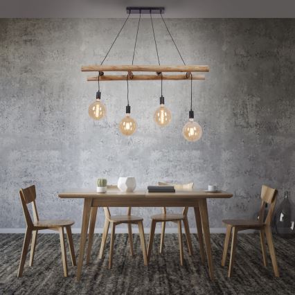Leuchten Direkt 15025-18 - Kattokruunu johdossa EDGAR 4xE27/60W/230V eukalyptus