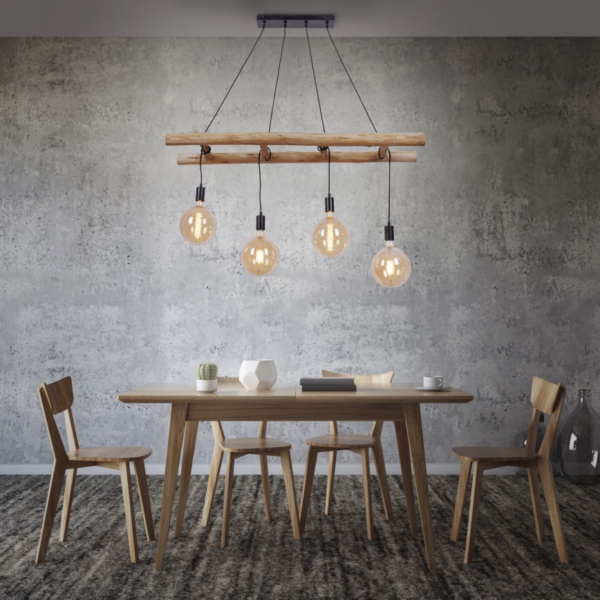 Leuchten Direkt 15025-18 - Kattokruunu johdossa EDGAR 4xE27/60W/230V eukalyptus