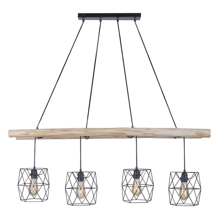 Leuchten Direkt 15036-18 - Kattokruunu johdossa EDGAR 4xE27/60W/230V eukalyptus