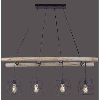 Leuchten Direkt 15036-18 - Kattokruunu johdossa EDGAR 4xE27/60W/230V eukalyptus