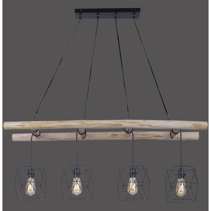 Leuchten Direkt 15036-18 - Kattokruunu johdossa EDGAR 4xE27/60W/230V eukalyptus