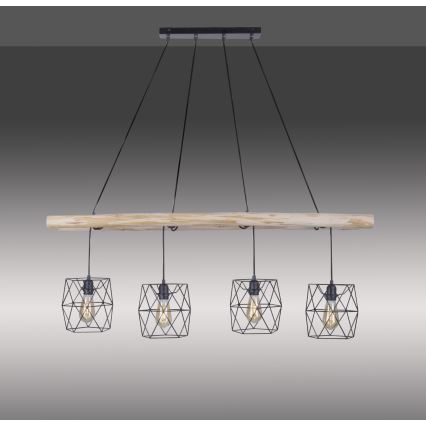 Leuchten Direkt 15036-18 - Kattokruunu johdossa EDGAR 4xE27/60W/230V eukalyptus
